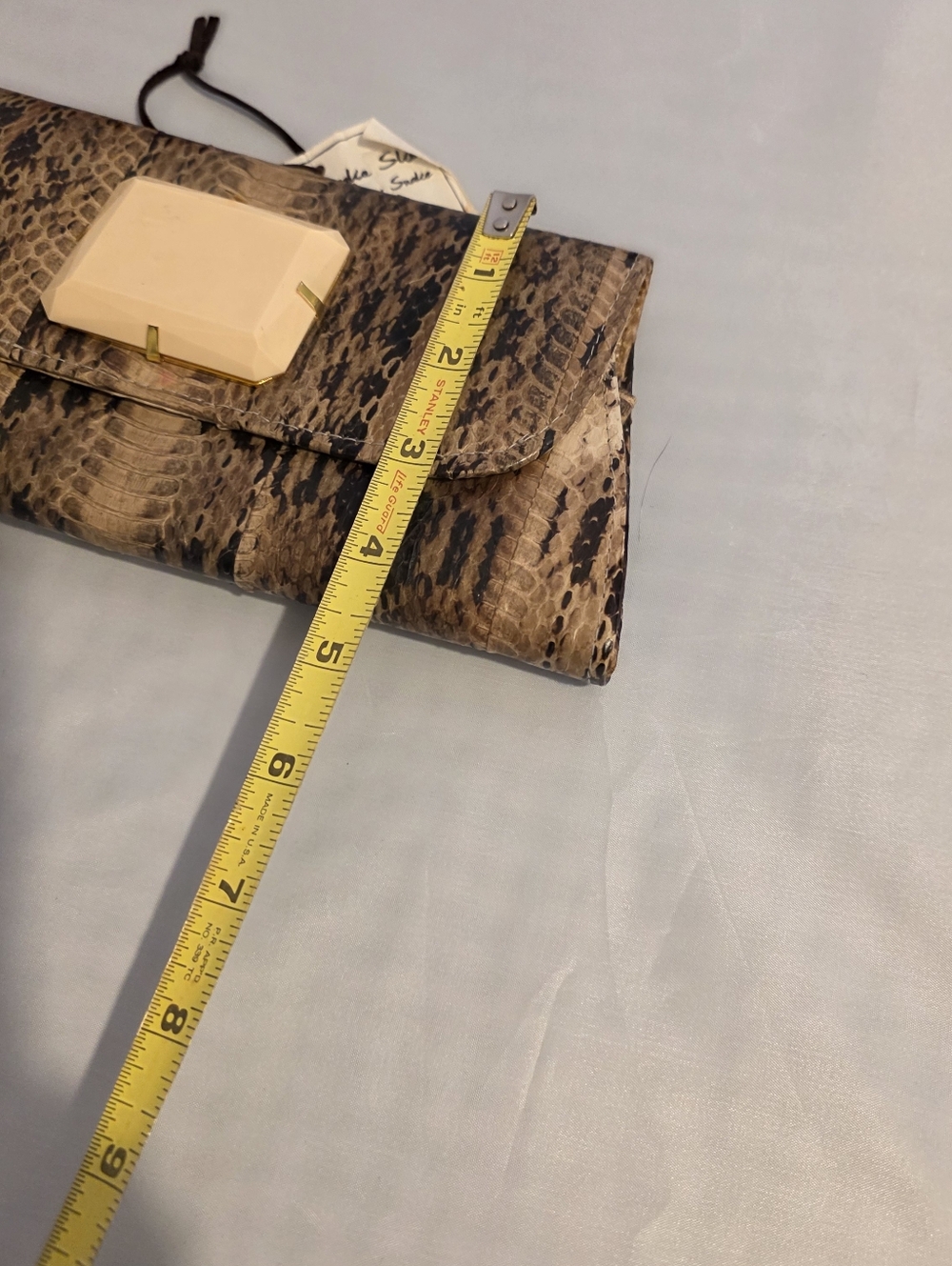 Natural Python Snakeskin Clutch, Vinyage - Picture 4 of 12